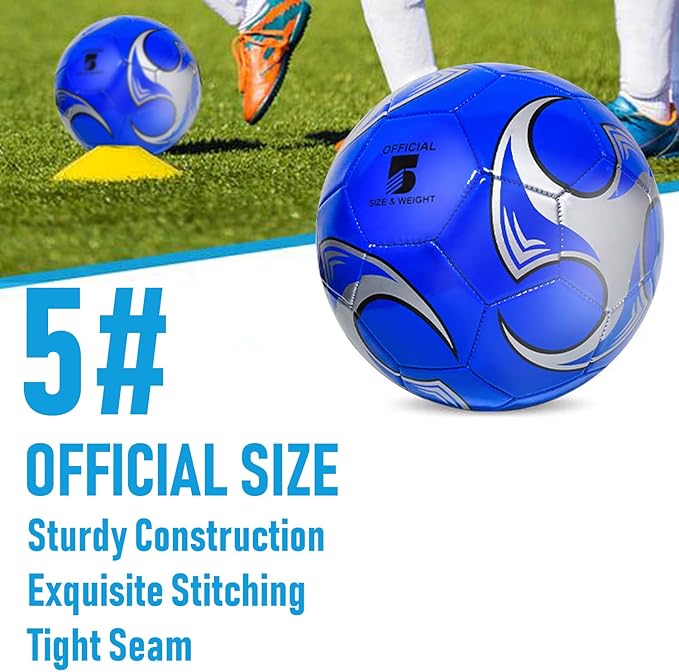 12-Pack Training Soccer Balls Size 5/4/3 with Pump – Bulk Deflated Balls for Teens and Adults