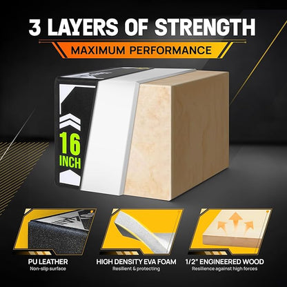 Yes4All 3-in-1 Soft-Padded Plyo Box With Wooden Core, Non-Slip Multi-Use Cushioned Plyometric Jump
