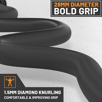 47" Olympic EZ Curl Bar 500-lbs Capacity Steel Barbell Suitable for 2" Weight Plates, 2-Inch Curl