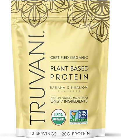 Truvani Vegan Pea Protein Powder | Banana Cinnamon | 20g Organic Plant Based Protein | 10 Servings