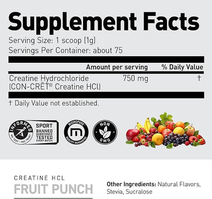 Kaged Creatine HCl Powder | Fruit Punch | Muscle Building & Recovery | Patented Creatine