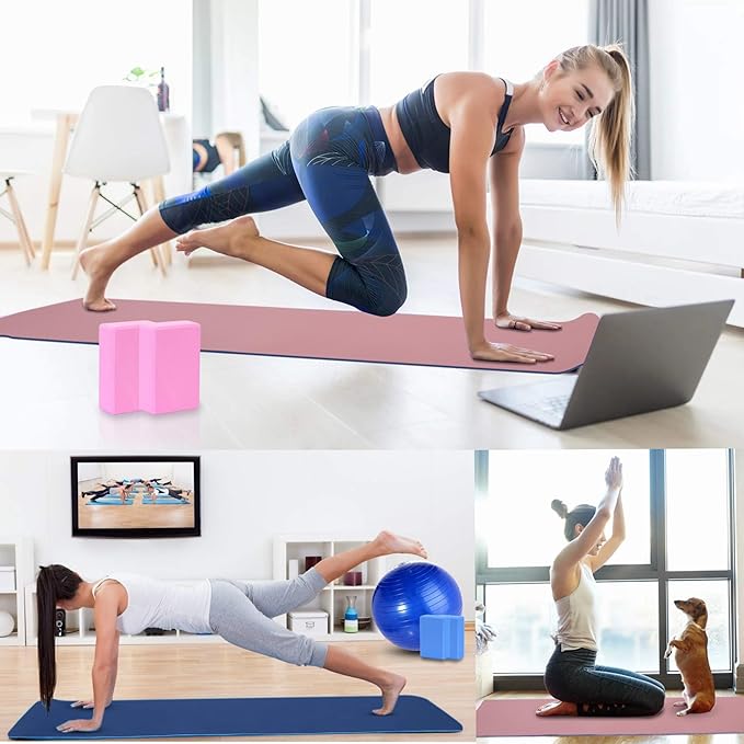 Yoga Starter Kit - 11-Piece Set with Yoga Blocks, Strap, Ball, Mat, Carrying Strap, Net Bag