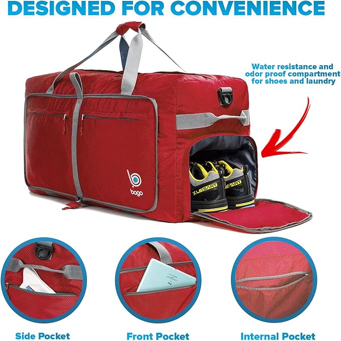 Bago Big XXL Foldable Duffel Bags for Traveling Women & Men - 140L Packable Duffle Bag for Travel