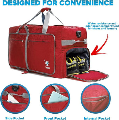 Bago Large Foldable Duffel Bags for Traveling Women & Men - 120L Packable Duffle Bag for Travel