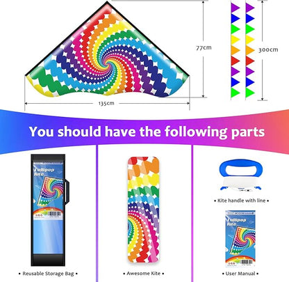 HONBO Large Delta Kite for Kids & Adults,Extremely Easy to Fly Kite for Beach Trip,String Line