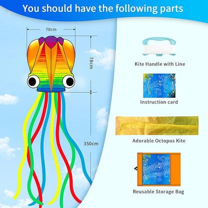 Xida Octopus Kite for Kids Ages 4-8, Professional Kites for Beginners and Adults, Easy to Fly Beach