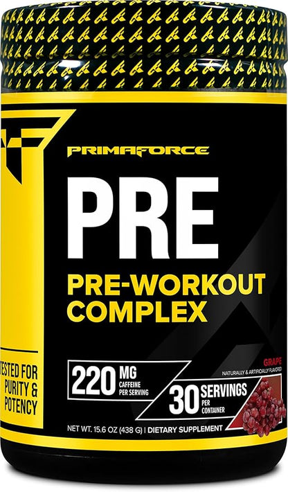 Primaforce Pre-Workout Complex Powder (Grape, 30 Servings) - Fitness Supplement for Workout Routine