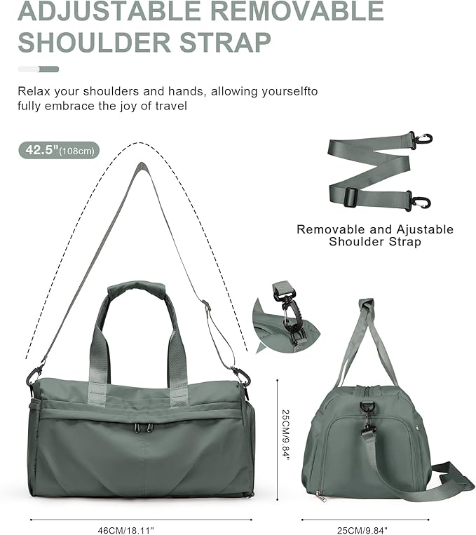 Gym Bag for Women Men, Sport Duffel Bag with Toiletry Bag & Shoe Compartment,Waterproof Travel