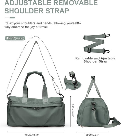 Gym Bag for Women Men, Sport Duffel Bag with Toiletry Bag & Shoe Compartment,Waterproof Travel