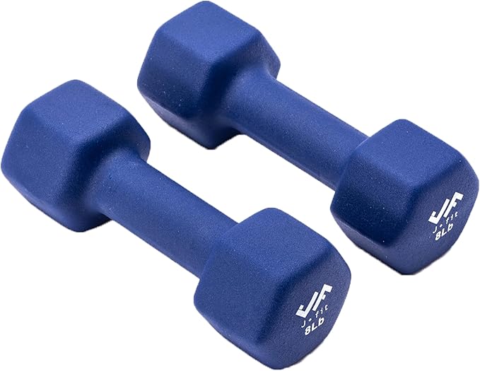 JFIT Dumbbell Pairs or Sets – Neoprene & Vinyl Coated Hand Weights for Home Gym, Strength Training