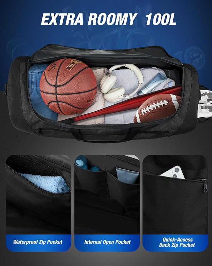 Gonex Gym Duffel Bag with Shoe Compartment Wet Pocket, Large Capacity Sports Duffle Bag for Men