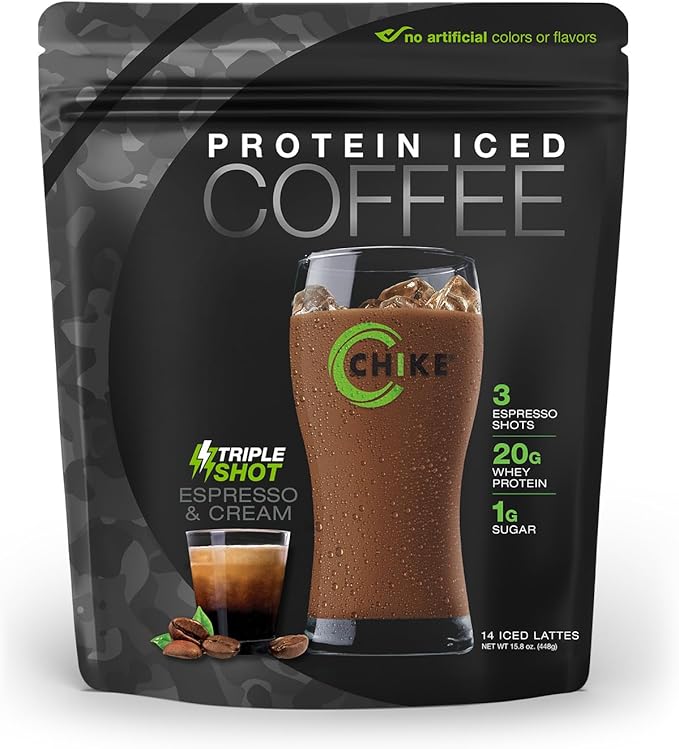 CHIKE Triple Shot Espresso & Cream Protein Iced Coffee, 20 G Protein, 3 Shots Espresso, 1 G Sugar