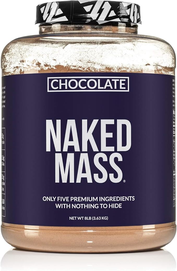 NAKED Chocolate Mass Gainer - All Natural Weight Gainer Protein Powder - 8lb Bulk, GMO Free, Gluten