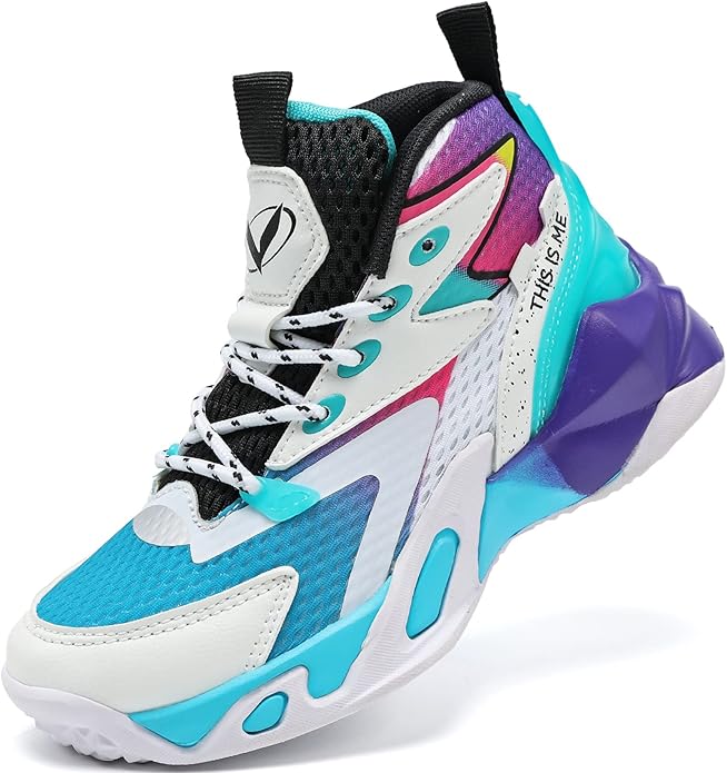 VITUOFLY Kids Basketball Shoes Boys Air Cushion Sneakers Girls Mid Top School Hoops Shoes Non-Slip