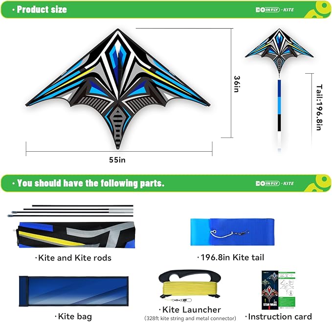 Delta Mecha Kite for Kids & Adults, Easy to Fly for Beginner, 55 x 36 Inches, Best Kites for Beach