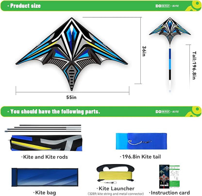Delta Mecha Kite for Kids & Adults, Easy to Fly for Beginner, 55 x 36 Inches, Best Kites for Beach