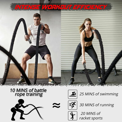 Battle Rope For Home Gym Workout - 1.26 Inch 30ft Heavy Weighted Training Exercise Ropes Fitness