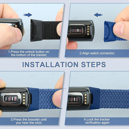Braided Band Compatible with Fitbit Charge 6/Fitbit Charge 5, Soft Nylon Solo Loop Adjustable