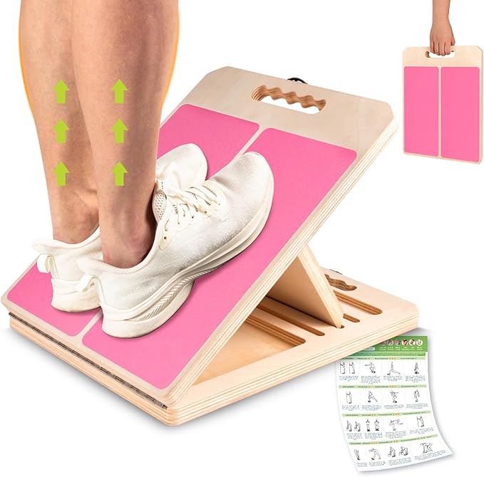Slant Board for Calf Stretching, Adjustable Portable Wooden Incline Board for Calf Stretcher with