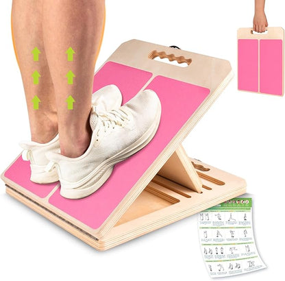 Slant Board for Calf Stretching, Adjustable Portable Wooden Incline Board for Calf Stretcher with