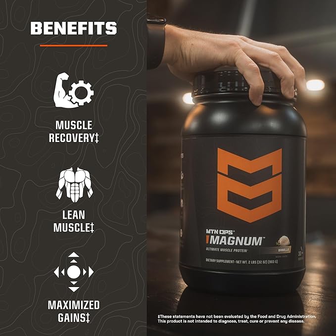 MTN OPS Magnum Strawberry Protein Powder, 23g of Whey Isolate Protein & Milk Protein with BCAAs