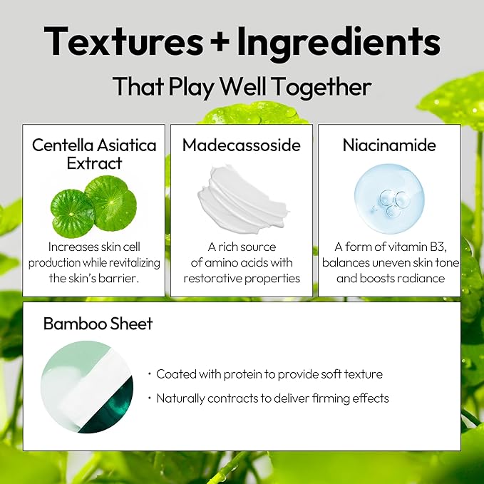 LAPCOS Cica Sheet Mask, Daily Face Mask with Cantella Plant Extract to Regenerate and Revitalize