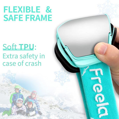 Freela Kids Ski Snowboard Goggles for Toddler(3-14) Youth Anti Fog Anti UV Goggles Girls Boys Snow