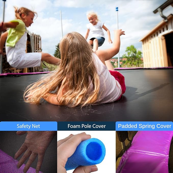 Serenelife 12FT 10FT 8FT Recreational Trampolines with Enclosure Net and Ladder and Anti-Rust