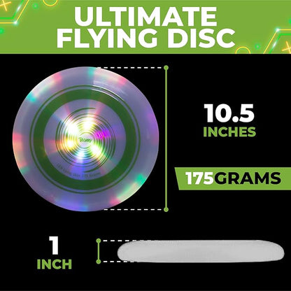Toysery Light Up Flying Disc - LED Frisbee, Glow in The Dark, Easy to Use, Ideal Camping Game, Fun