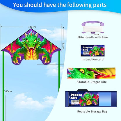 Xida Kites for Kids Ages 4-8, Large Kite for Adults, Easy to Fly Beach Kites with Handle and