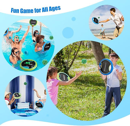 EVERICH TOY Trampoline Paddle Ball Set with 4 Bouncy Paddles & 8 Balls - Soft Foam Design for Kids