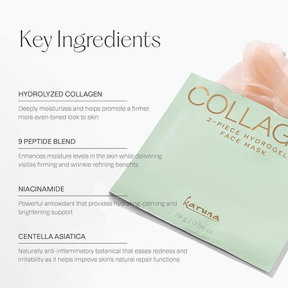Karuna Skin - COLLAGEN Face Mask Sheets, Hydrogel 2-Piece Facial Mask, Age-Defying, Hydrating