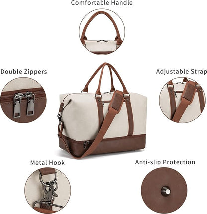 Weekender Overnight Bag Carry On Bag Travel Bag with Shoe Pouch