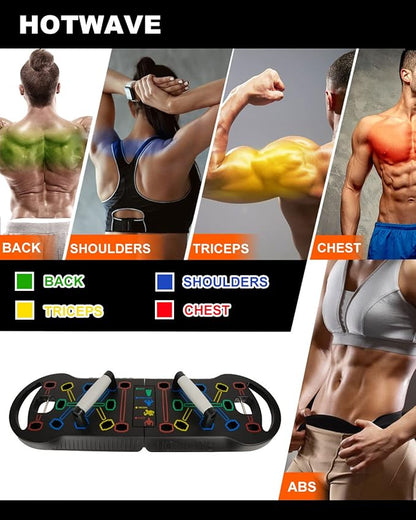 HOTWAVE Push Up Board Fitness, Portable Foldable 20 in 1 Push Up Bar at Home Gym, Pushup Handles