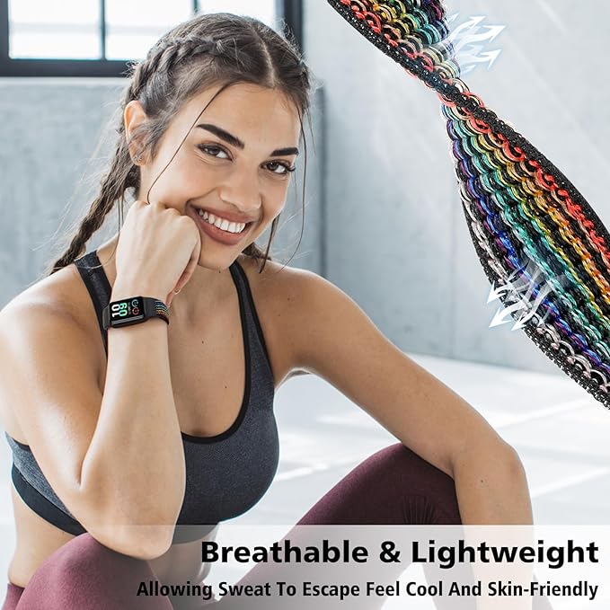 YCHDDER Solo Loop Nylon Bands Compatible with Amazfit Band 7 Straps,Soft Breathable Comfortable