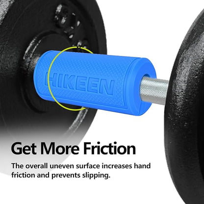Hikeen Thick Bar Dumbbell Grips,Non Slip Hard Rubber Barbell Grips,Grips for Weight Lifting, Muscle