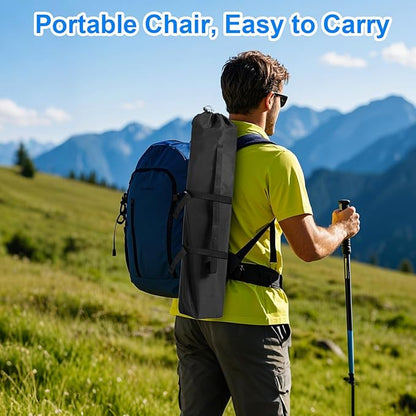 Folding Camping Chair, 225lb Capacity, Includes Cup Holder & Side Storage Bag, 5.5lbs Portable for
