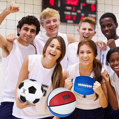 Sratte 6 Pcs Sports Balls Set for Kids Teens Adults Official Size Football Soccer Basketball with