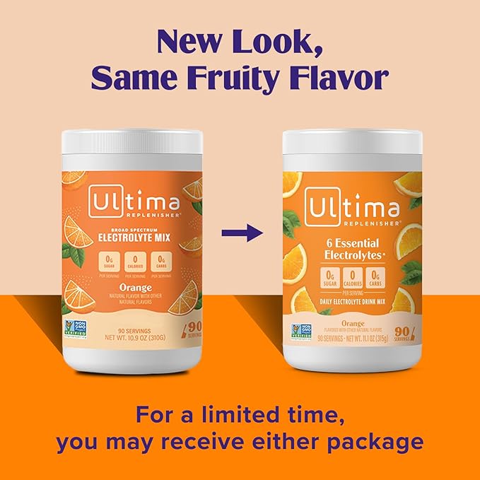 Ultima Replenisher Daily Electrolyte Powder Drink Mix ??Sugar Free ??Orange, 90 Servings