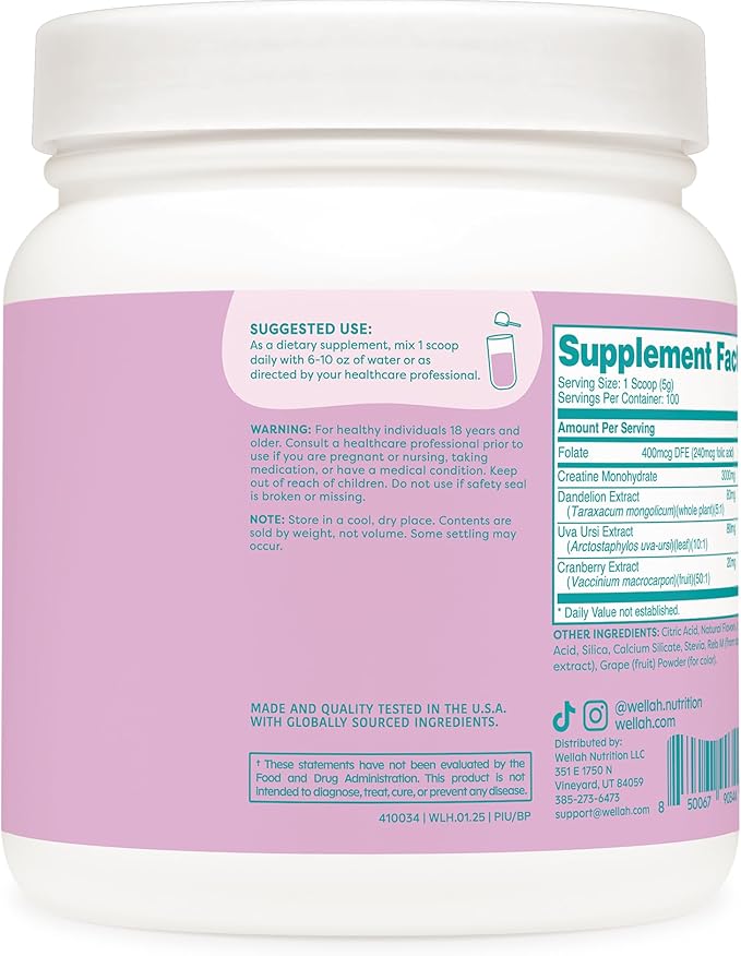 Wellah Pump-It-Up Creatine (100 Servings, Blueberry Pomegranate) - Creatine Monohydrate with