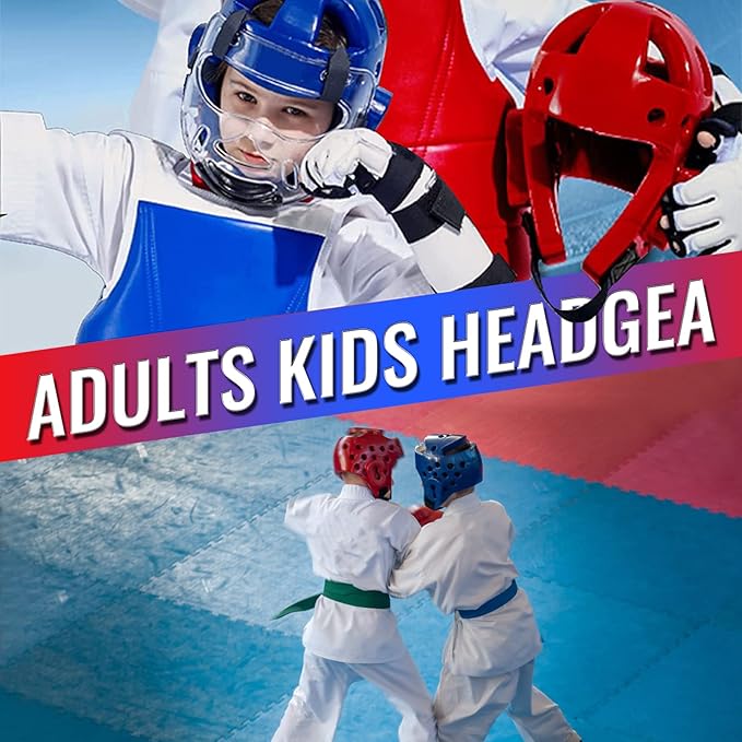 Kids Adults Karate Headgear MMA Martial Arts Helmet, Removable Face Shield, Soft Head Gear for