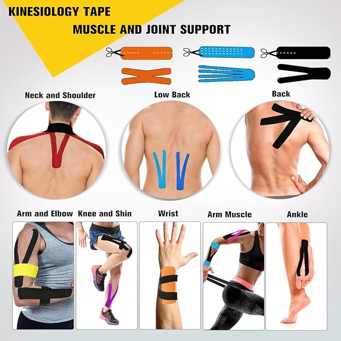 Pro Kinesiology Tape Precut Bulk, 115Ft Athletic Tape for Muscle Joint Support, 140 Strips for Knee