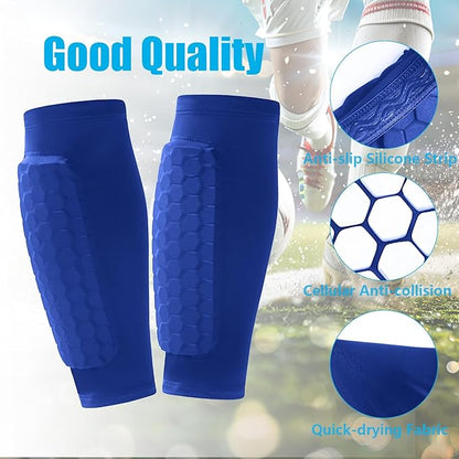 Soccer Shin Guards Shin Pads for Kids Youth Adult, Calf Compression Sleeve with Honeycomb Pads