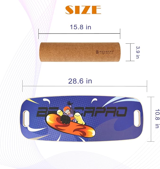 Balance Board Trainer, Wooden Balance Board with Adjustable Stoppers -3 Different Distance