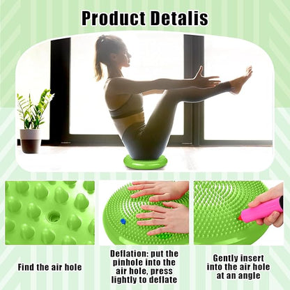 2 Pcs Wiggle Seat Inflated Wobble Cushion Flexible Balance Disc with Air Pump for Core Stability