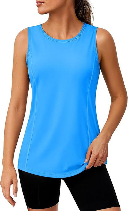 TACVASEN Women's UPF 80+ Workout Tank Top Sleeveless Quick Dry Sun Protection Hiking Athletic Gym