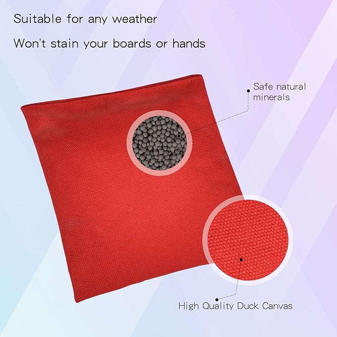 Set of 8 Regulation Cornhole Bags Double Sided, Weather Resistant Bean Bags for Cornhole Toss Game