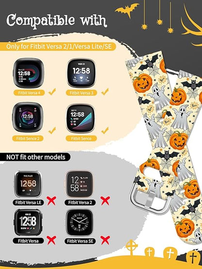 Watbro Halloween Holiday Band Compatible with Fitbit Versa 3 / Sense/Fitbit Versa 4 / Sense 2 Bands