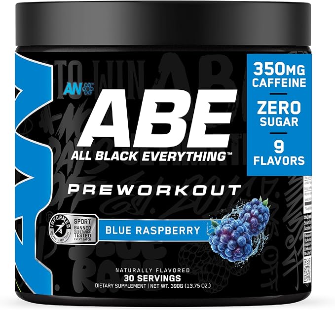 All Black Everything Pre Workout Powder | 30 Servings | Blue Razz | 350mg Caffeine | Nootropic