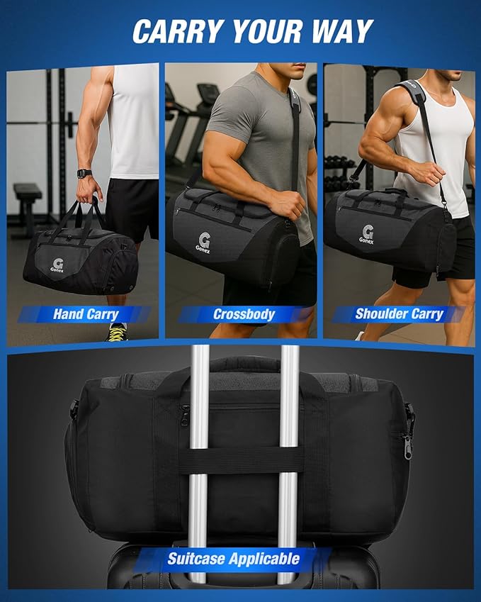 Gonex Gym Duffel Bag with Shoe Compartment Wet Pocket, Large Capacity Sports Duffle Bag for Men